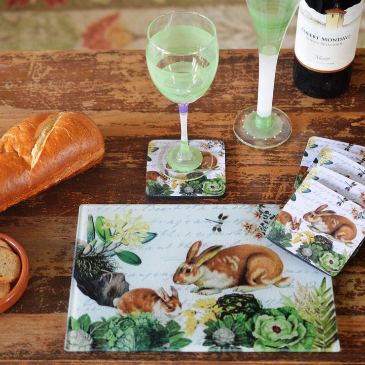 Gifts at Decor Bunny and Dragonfly Cheese Tray/Cutting Board and Coaster Set Image 2