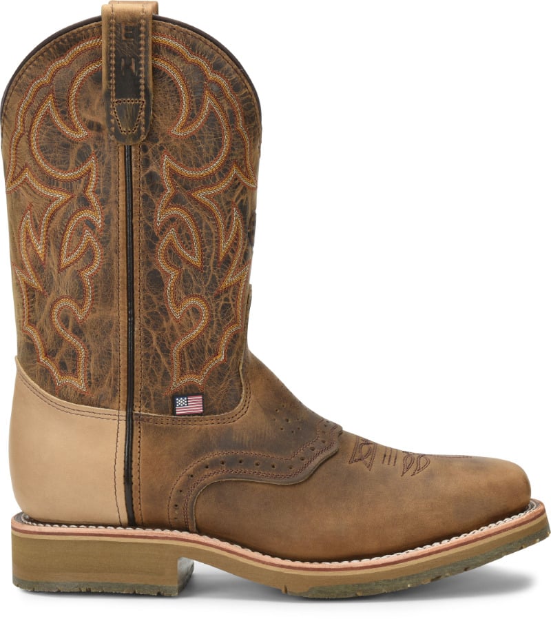 Double-H Boots Mens 11" Dwight Domestic Wide Square Steel Toe ICE Roper Western Work Boot Oldtown Folklore - DH3567 Image 2