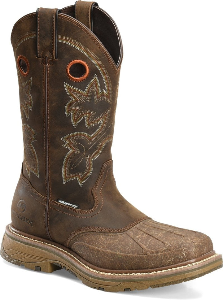 Double-H Boots Mens 13 Workflex Waterproof Roper Brown Crazyhorse Leather Image 2