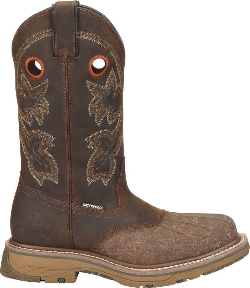 Double-H Boots Mens 13 Workflex Waterproof Roper Brown Crazyhorse Leather Image 3