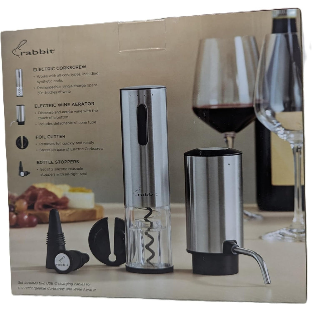 Rabbit 5 Piece Electric Wine Aerator and Corkscrew Set Image 2