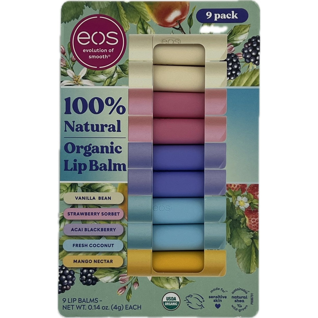 eos 100% Natural Organic Lip Balm Variety 0.14 Ounce (Pack of 9) Image 1