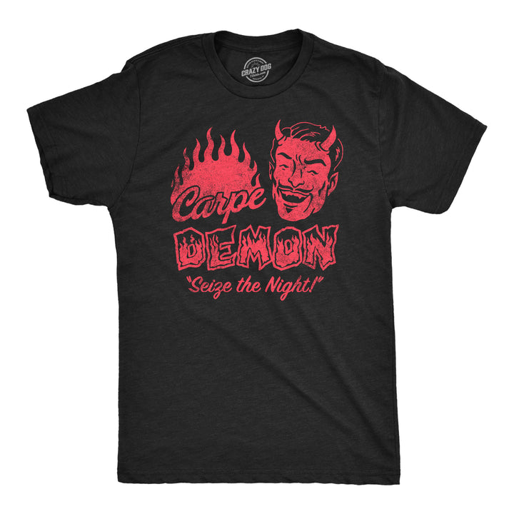 Mens Funny T Shirts Carpe Demon Sarcastic Halloween Graphic Novelty Tee For Men Image 1