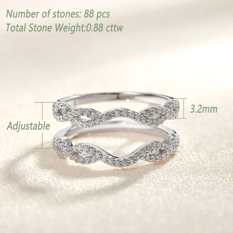 925 Sterling Silver Twisting Infinity Guard Enhancer Wedding Rings Image 4