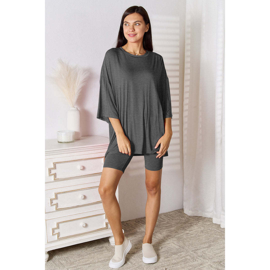 Basic Bae Full Size Soft Rayon Three-Quarter Sleeve Top and Shorts Set Image 11