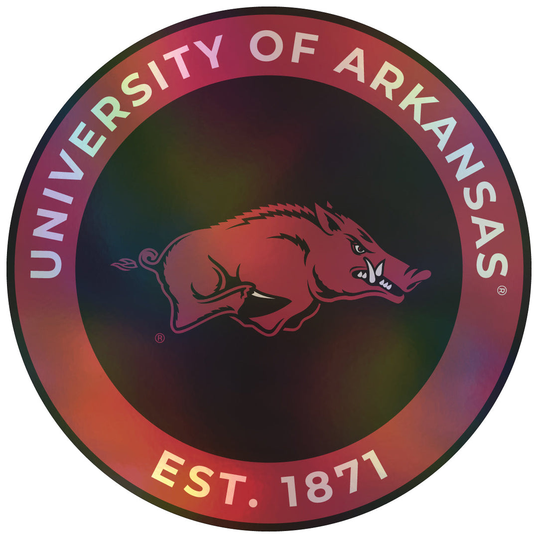 Arkansas Razorbacks Holographic Vinyl Decal Sticker Officially Licensed Collegiate Product Image 1