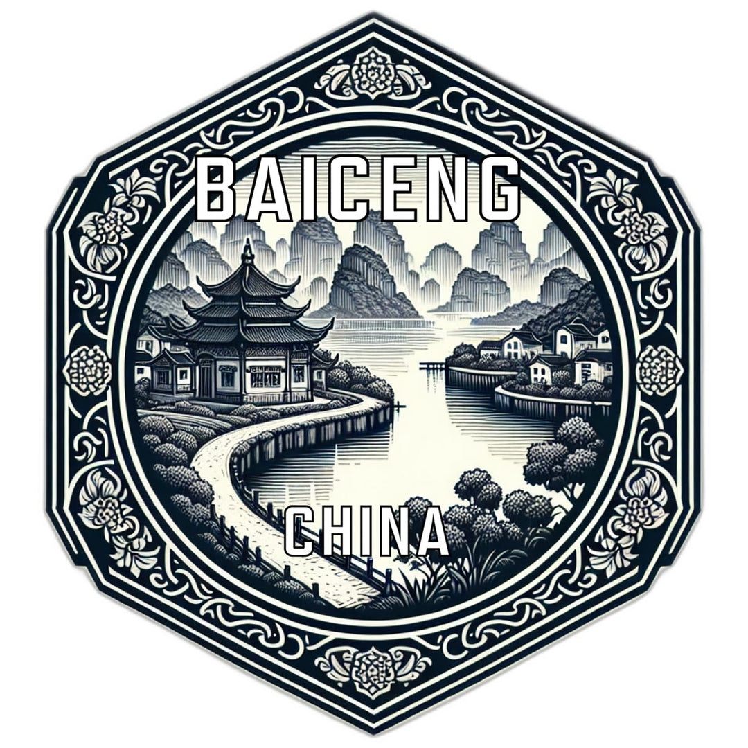 Baiceng China Souvenir Travel Destination Die Cut Hexagon Fridge Magnet Image 1