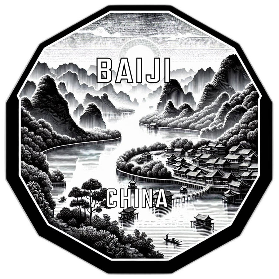 Baiji China Souvenir Travel Destination Die Cut Hexagon Fridge Magnet Image 1