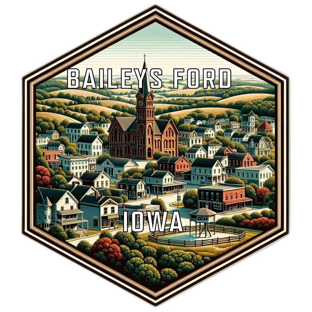 Baileys Ford Iowa Souvenir Travel Destination Die Cut Hexagon Fridge Magnet Image 1