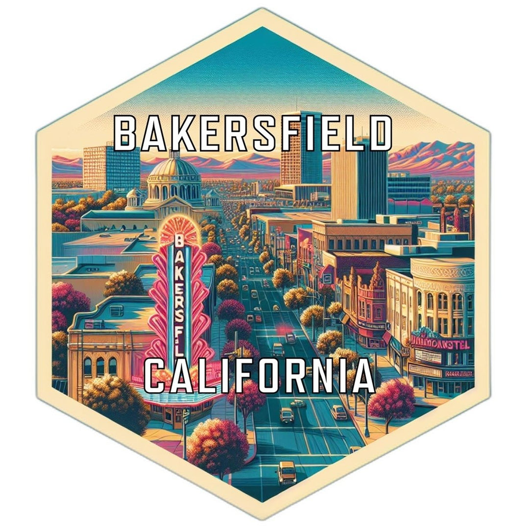 Bakersfield California Souvenir Travel Destination Die Cut Hexagon Fridge Magnet Image 1