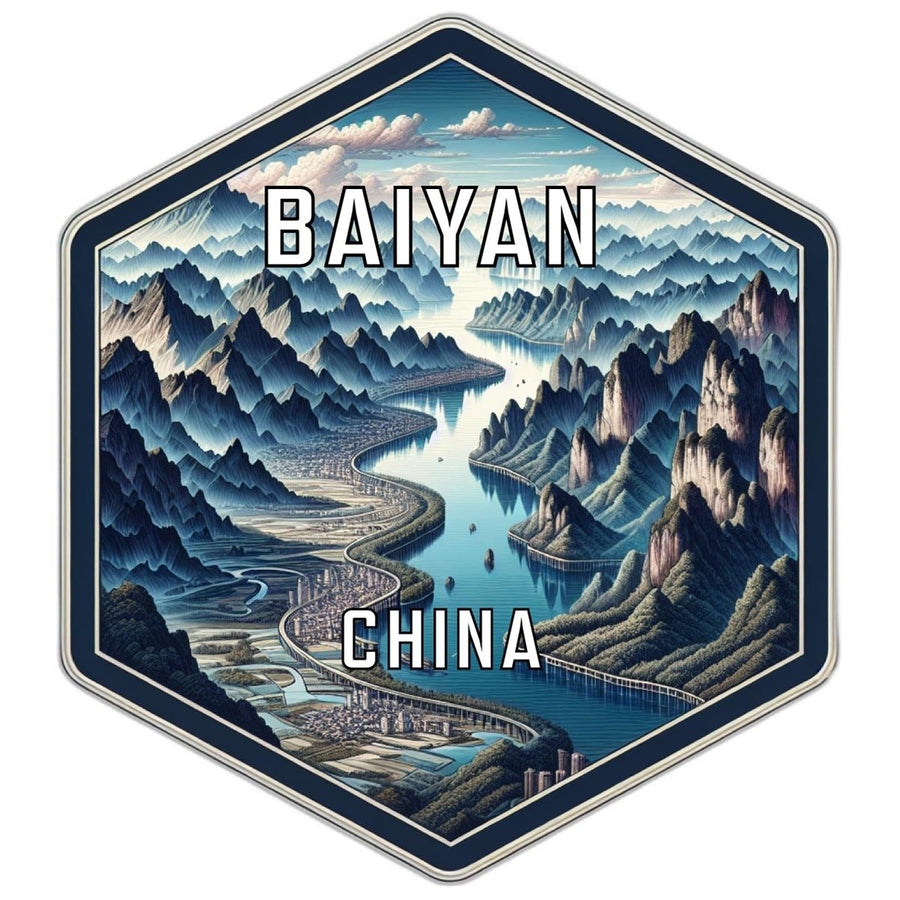 Baiyan China Souvenir Travel Destination Die Cut Hexagon Fridge Magnet Image 1