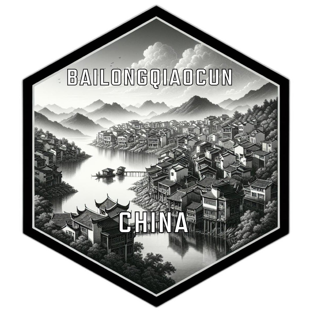 Bailongqiaocun China Souvenir Travel Destination Die Cut Hexagon Fridge Magnet Image 1