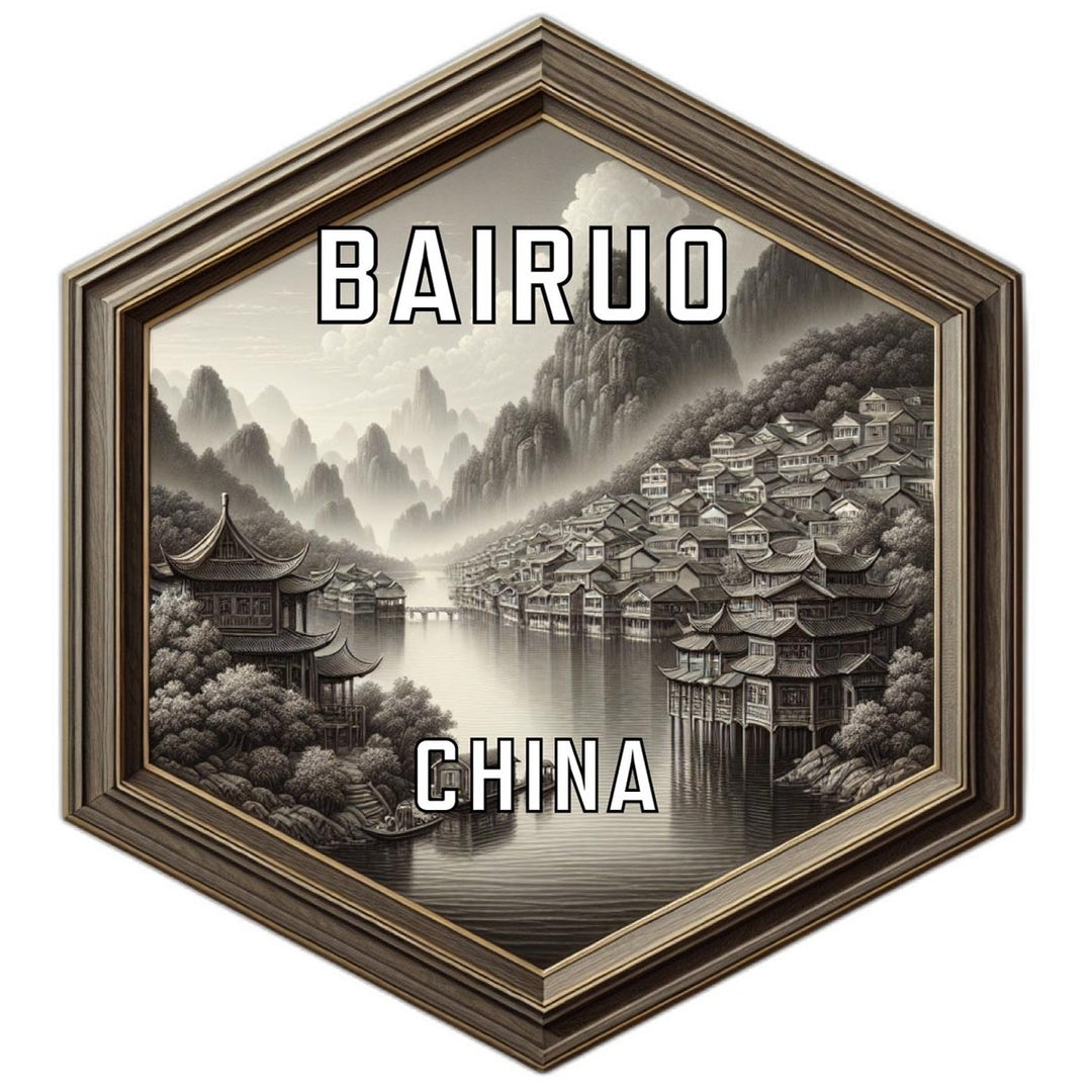 Bairuo China Souvenir Travel Destination Die Cut Hexagon Fridge Magnet Image 1