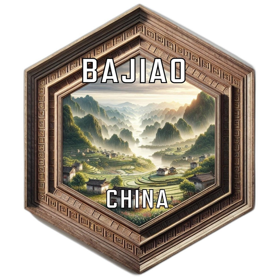 Bajiao China Souvenir Travel Destination Die Cut Hexagon Fridge Magnet Image 1