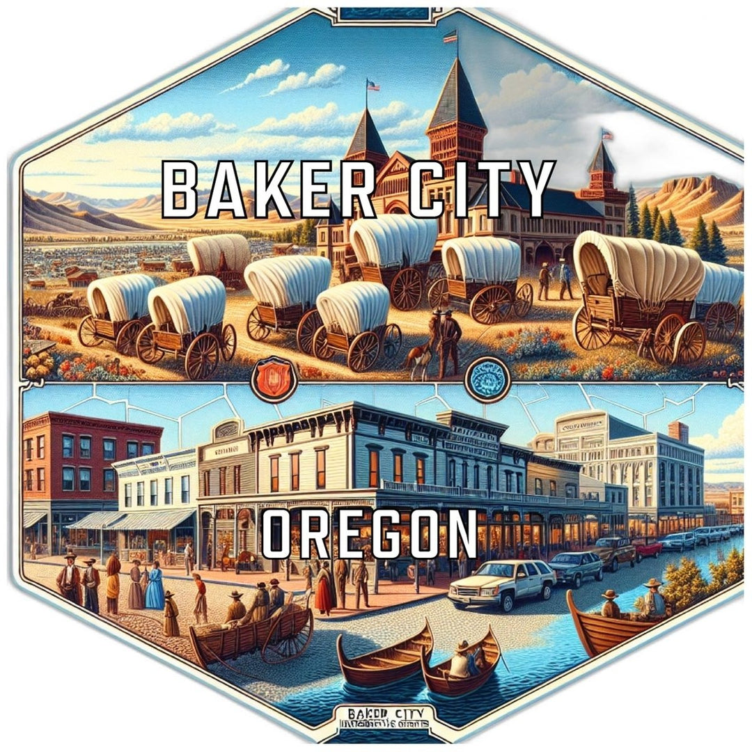 Baker City Oregon Souvenir Travel Destination Die Cut Hexagon Fridge Magnet Image 1