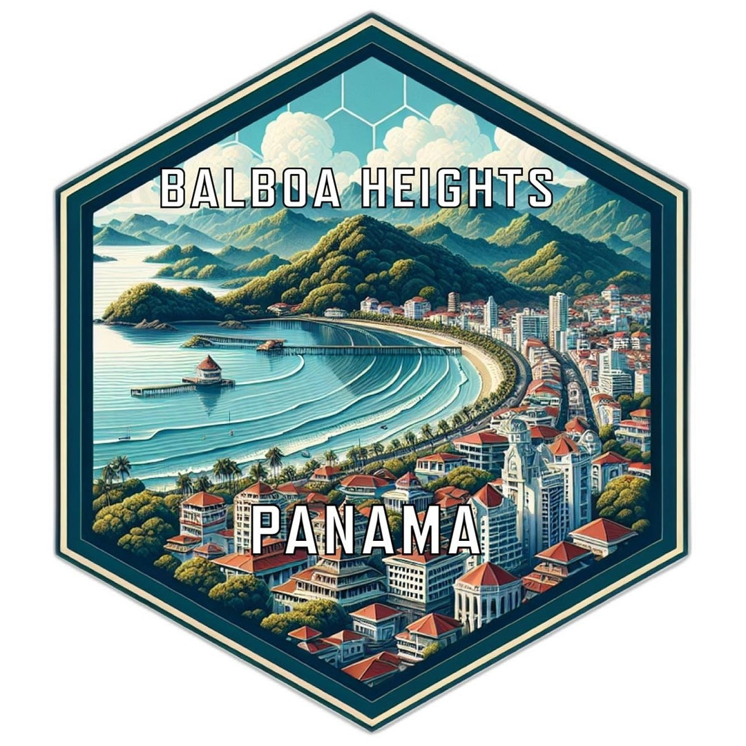 Balboa Heights Panama Souvenir Travel Destination Die Cut Hexagon Fridge Magnet Image 1