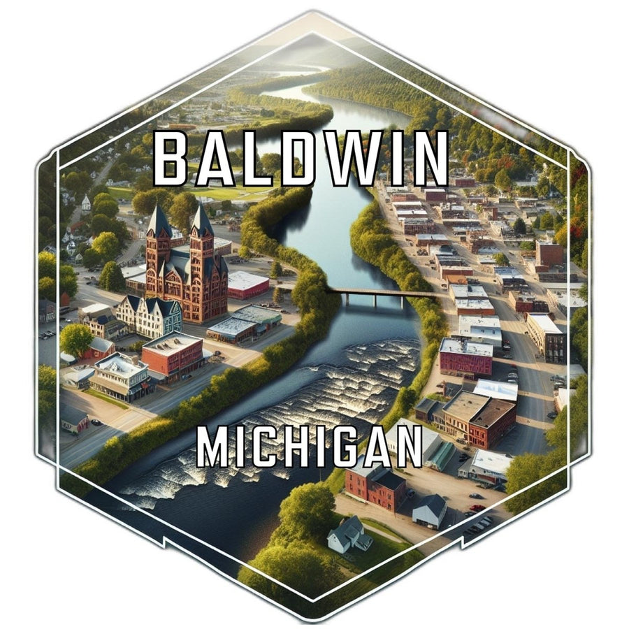 Baldwin Michigan Souvenir Travel Destination Die Cut Hexagon Fridge Magnet Image 1