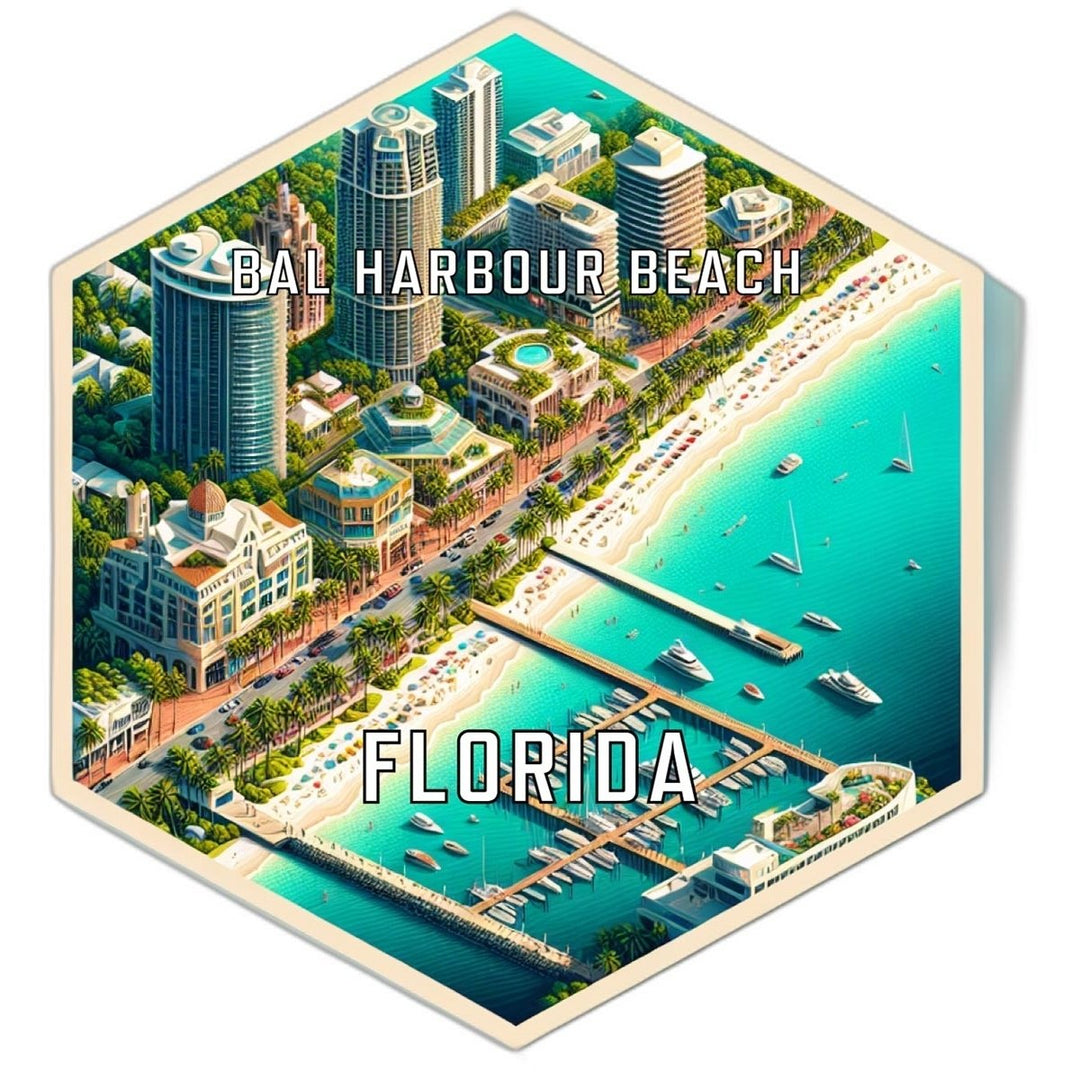 Bal Harbour Beach Florida Souvenir Travel Destination Die Cut Hexagon Fridge Magnet Image 1