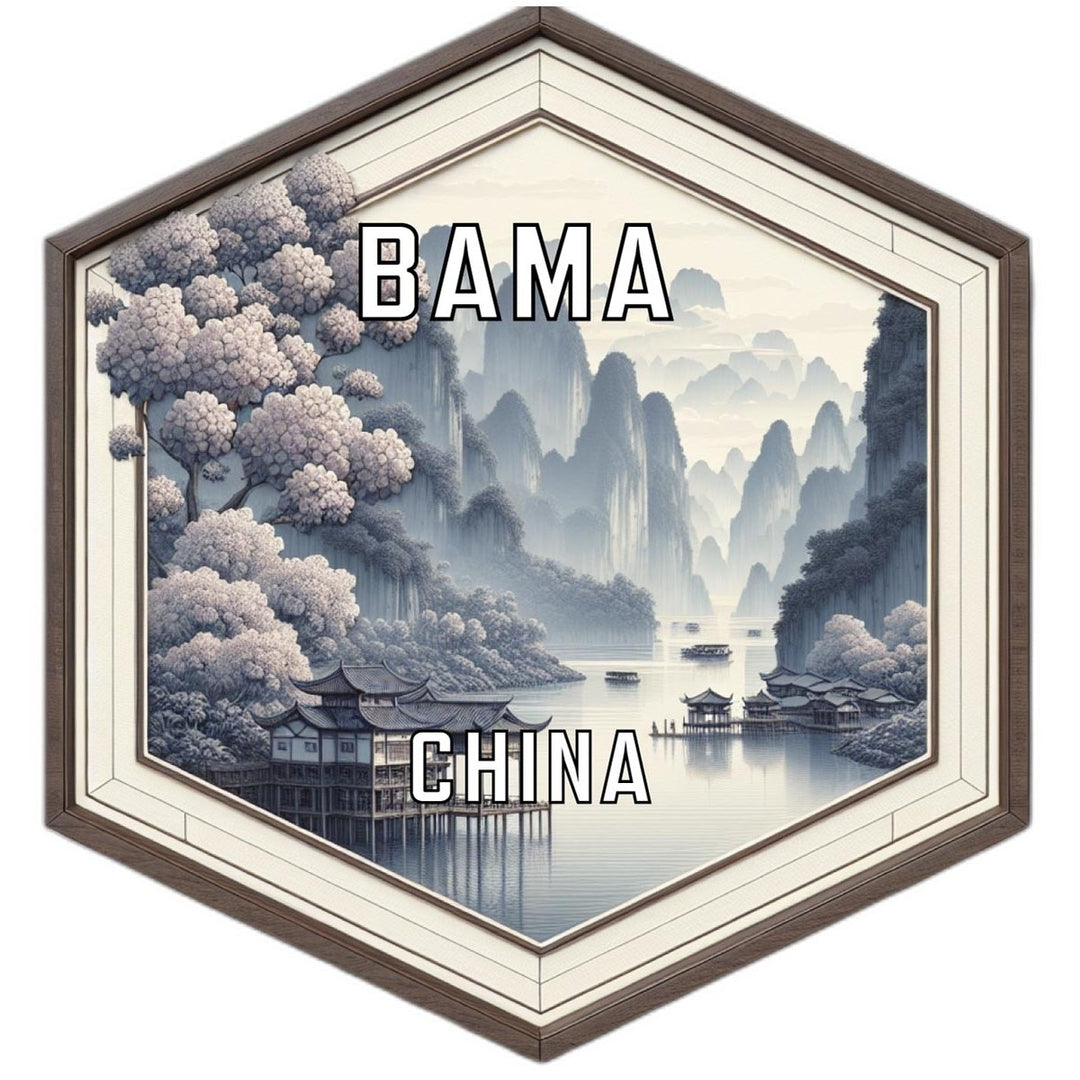 Bama China Souvenir Travel Destination Die Cut Hexagon Fridge Magnet Image 1