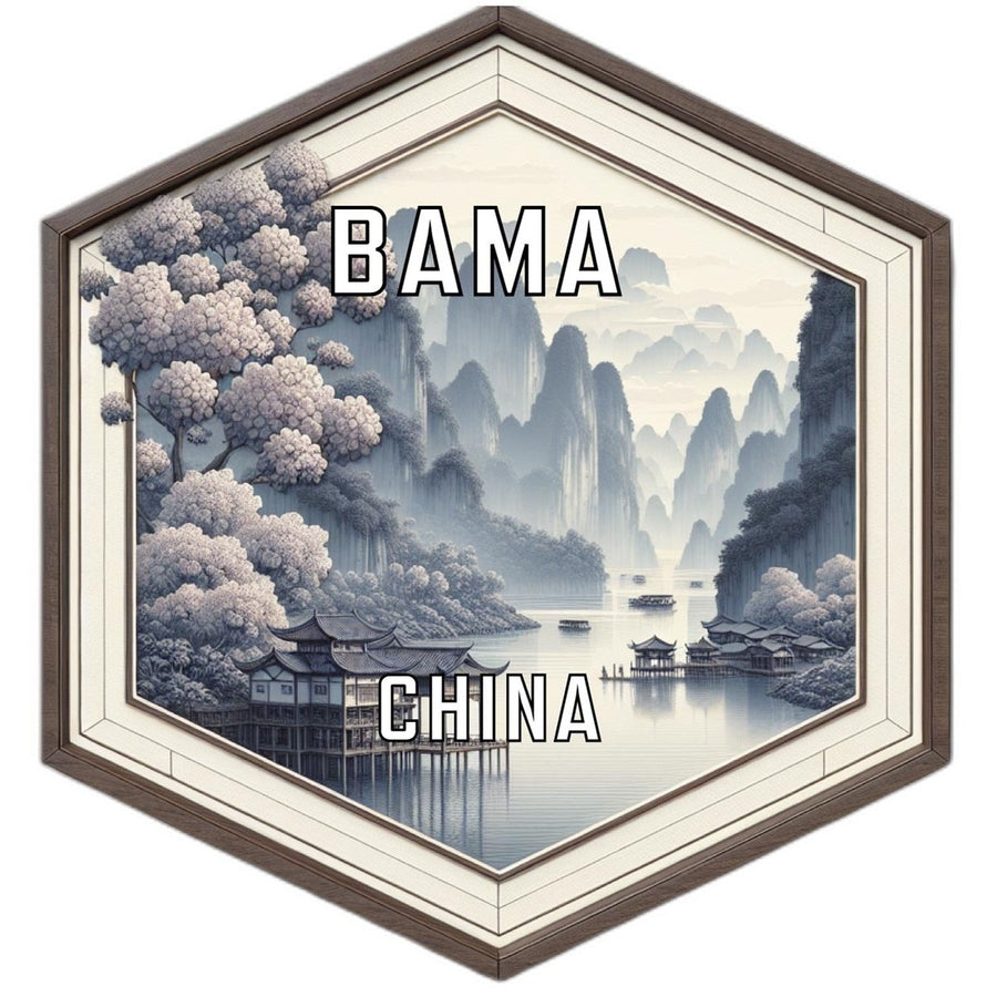 Bama China Souvenir Travel Destination Die Cut Hexagon Fridge Magnet Image 1