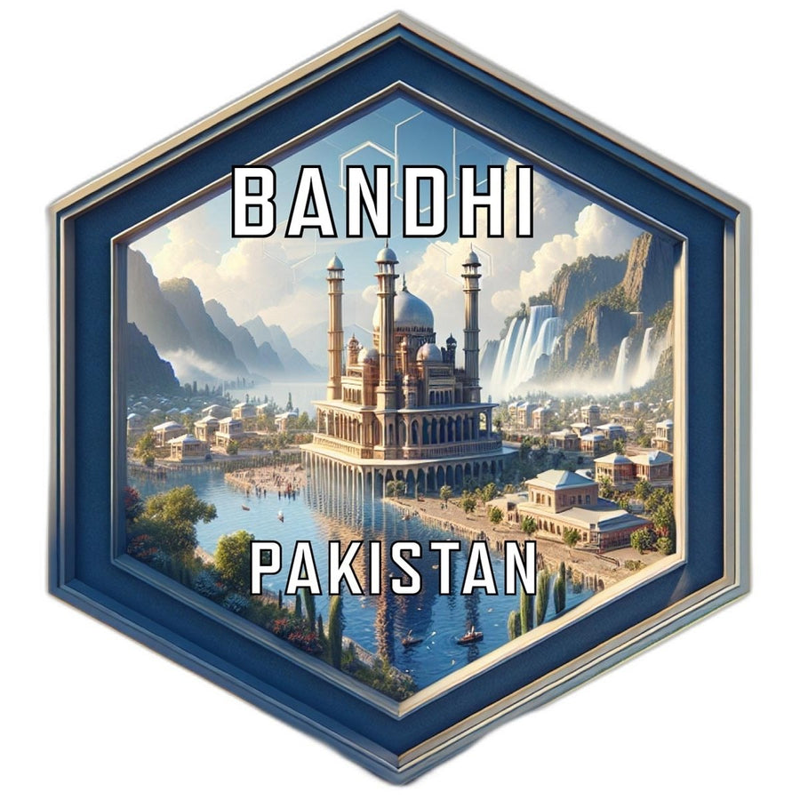 Bandhi Pakistan Souvenir Travel Destination Die Cut Hexagon Fridge Magnet Image 1