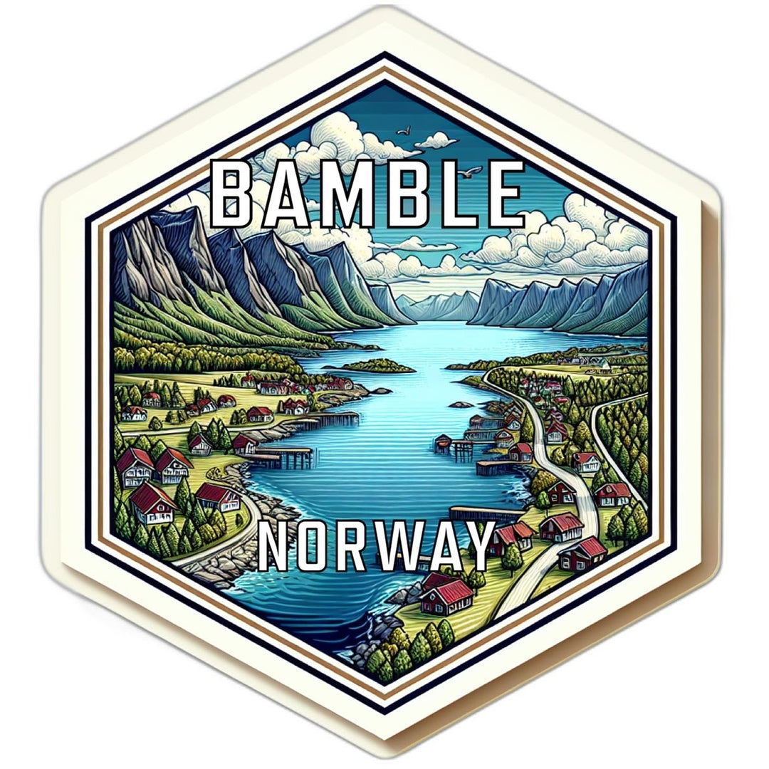 Bamble Norway Souvenir Travel Destination Die Cut Hexagon Fridge Magnet Image 1