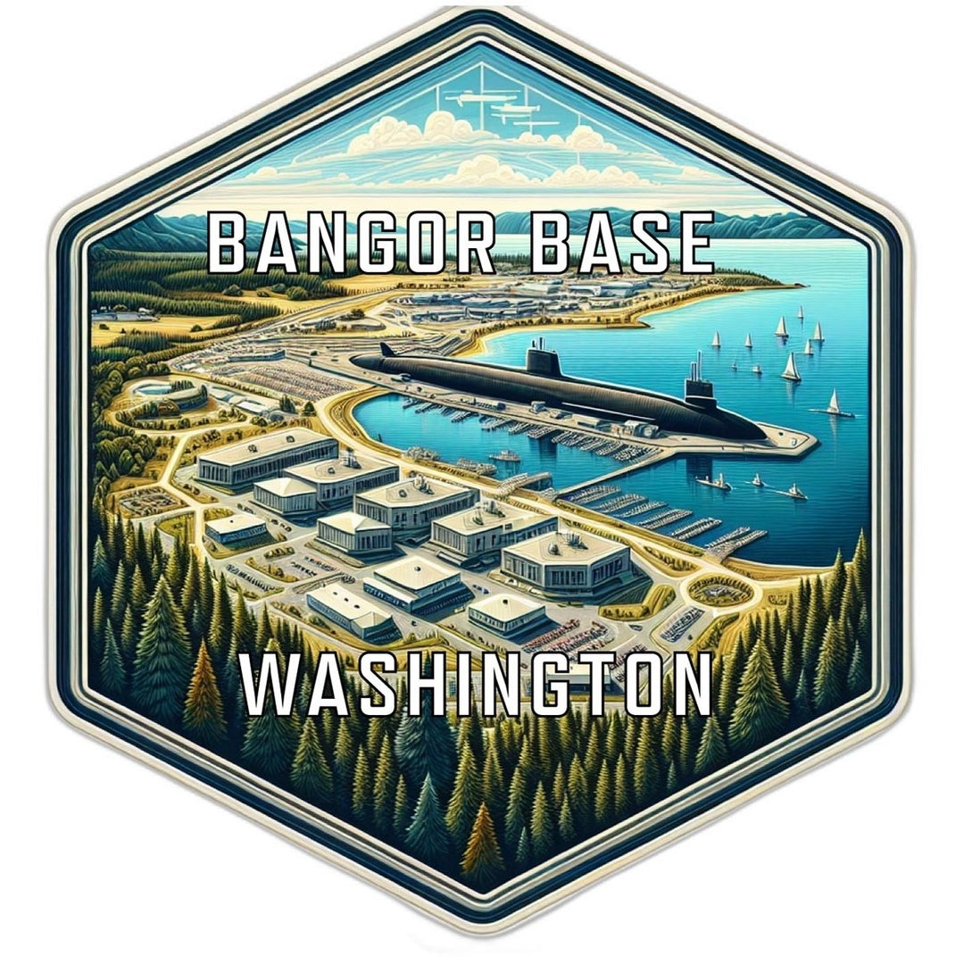 Bangor Base Washington Souvenir Travel Destination Die Cut Hexagon Fridge Magnet Image 1