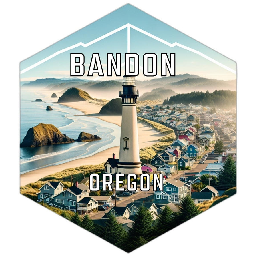 Bandon Oregon Souvenir Travel Destination Die Cut Hexagon Fridge Magnet Image 1