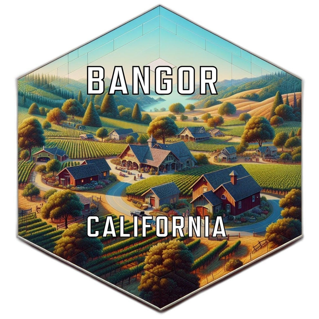 Bangor California Souvenir Travel Destination Die Cut Hexagon Fridge Magnet Image 1