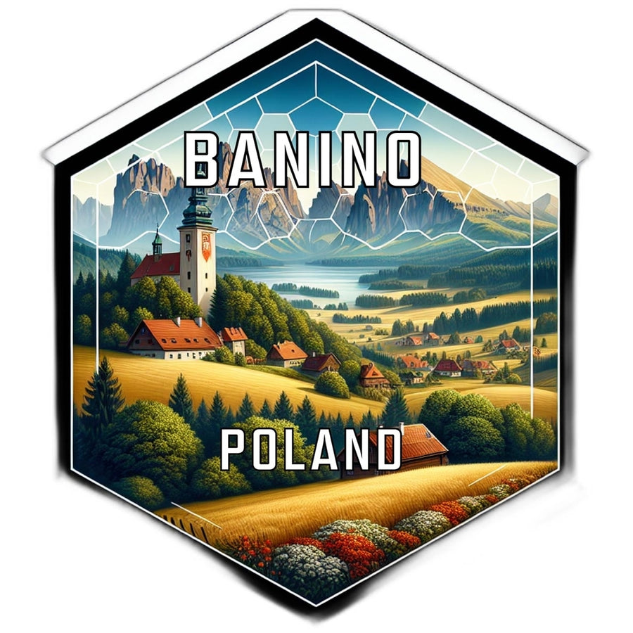 Banino Poland Souvenir Travel Destination Die Cut Hexagon Fridge Magnet Image 1