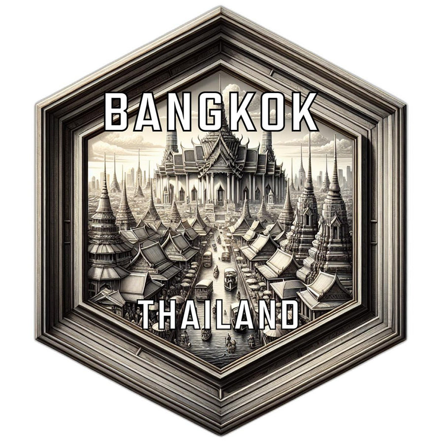 Bangkok Thailand Souvenir Travel Destination Die Cut Hexagon Fridge Magnet Image 1