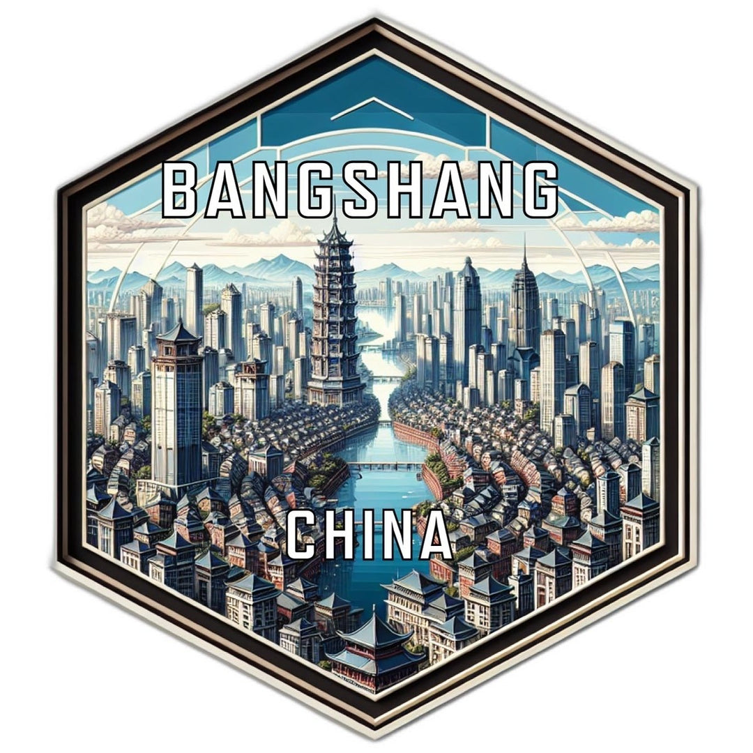 Bangshang China Souvenir Travel Destination Die Cut Hexagon Fridge Magnet Image 1