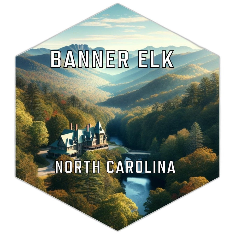 Banner Elk North Carolina Souvenir Travel Destination Die Cut Hexagon Fridge Magnet Image 1