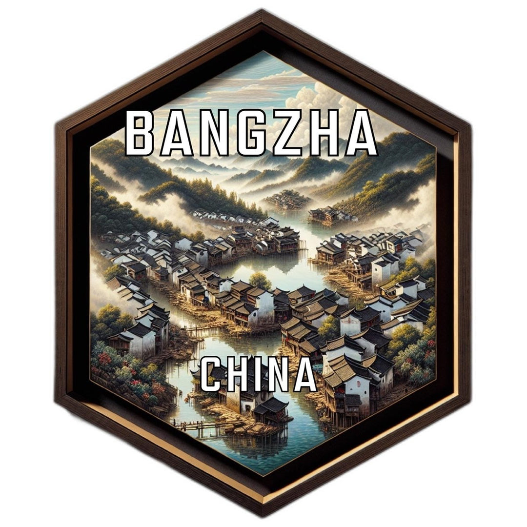 Bangzha China Souvenir Travel Destination Die Cut Hexagon Fridge Magnet Image 1