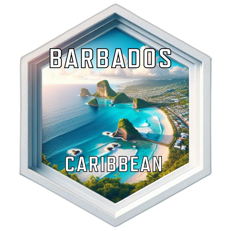 Barbados Caribbean Souvenir Travel Destination Die Cut Hexagon Fridge Magnet Image 1