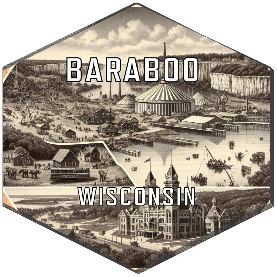 Baraboo Wisconsin Souvenir Travel Destination Die Cut Hexagon Fridge Magnet Image 1