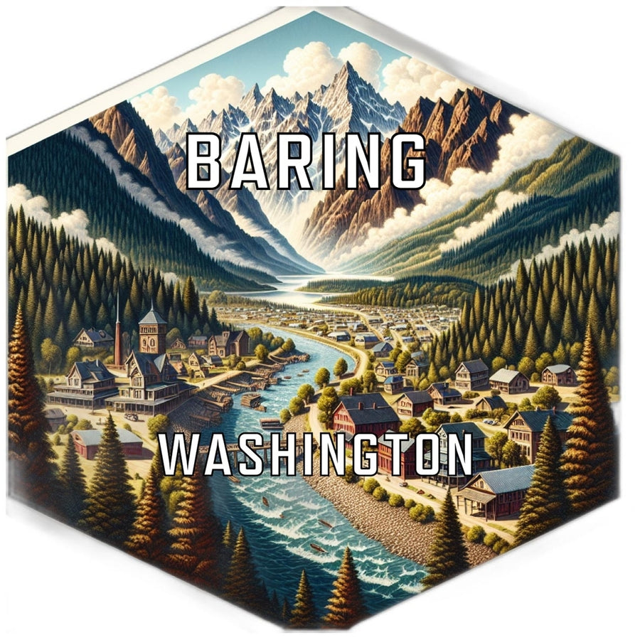 Baring Washington Souvenir Travel Destination Die Cut Hexagon Fridge Magnet Image 1