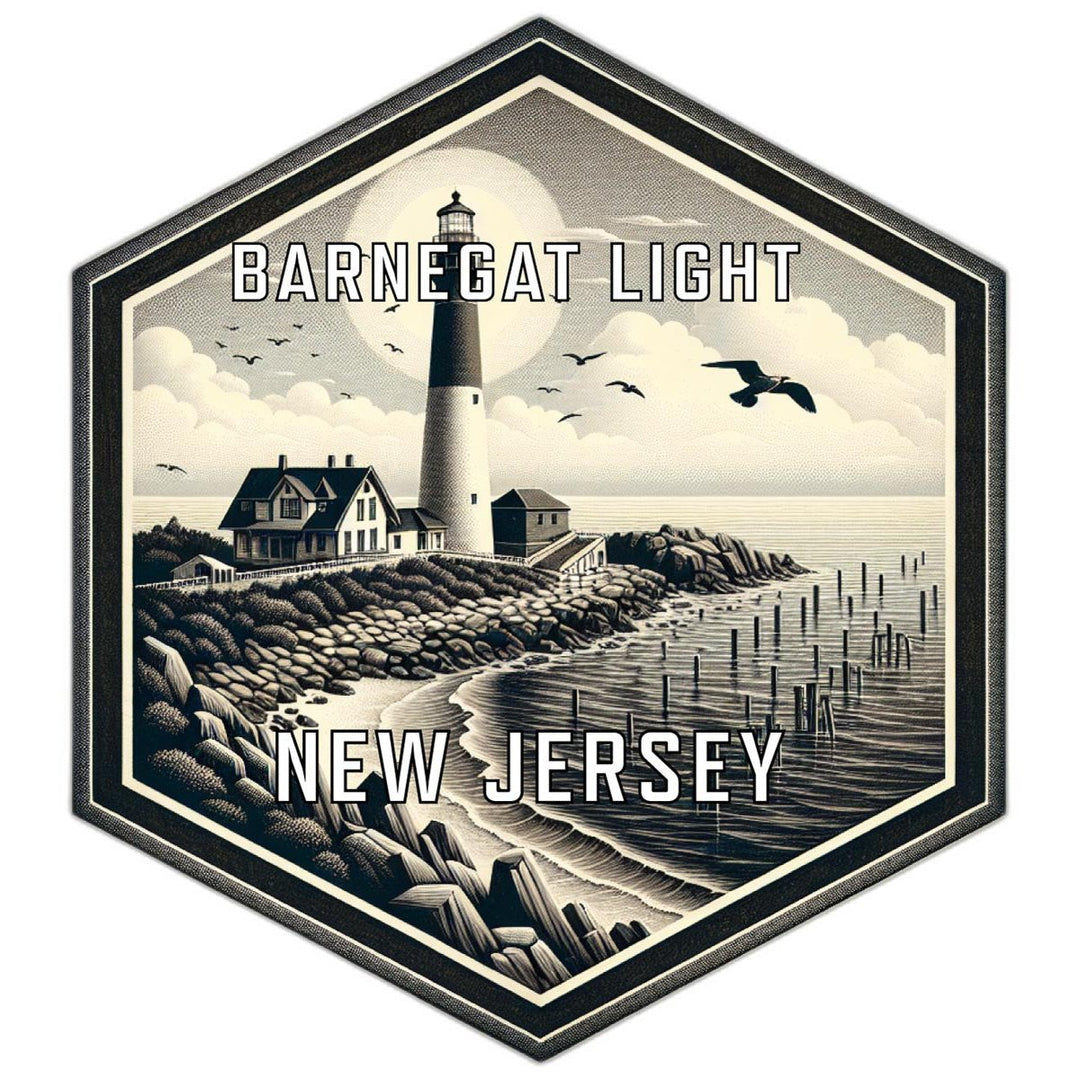 Barnegat Light Jersey Souvenir Travel Destination Die Cut Hexagon Fridge Magnet Image 1