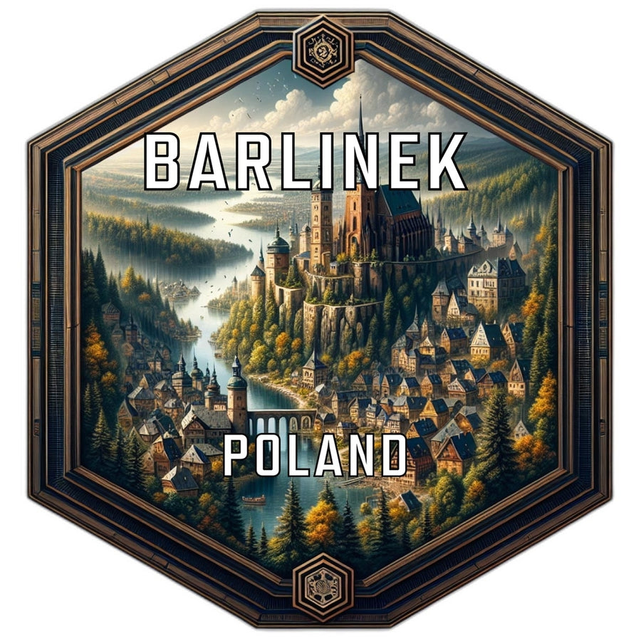 Barlinek Poland Souvenir Travel Destination Die Cut Hexagon Fridge Magnet Image 1