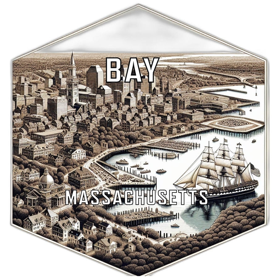 Bay Massachusetts Souvenir Travel Destination Die Cut Hexagon Fridge Magnet Image 1