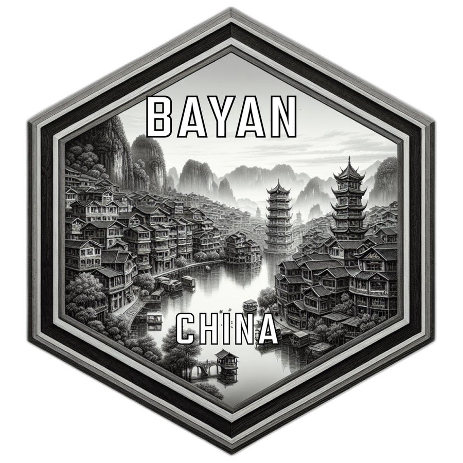 Bayan China Souvenir Travel Destination Die Cut Hexagon Fridge Magnet Image 1