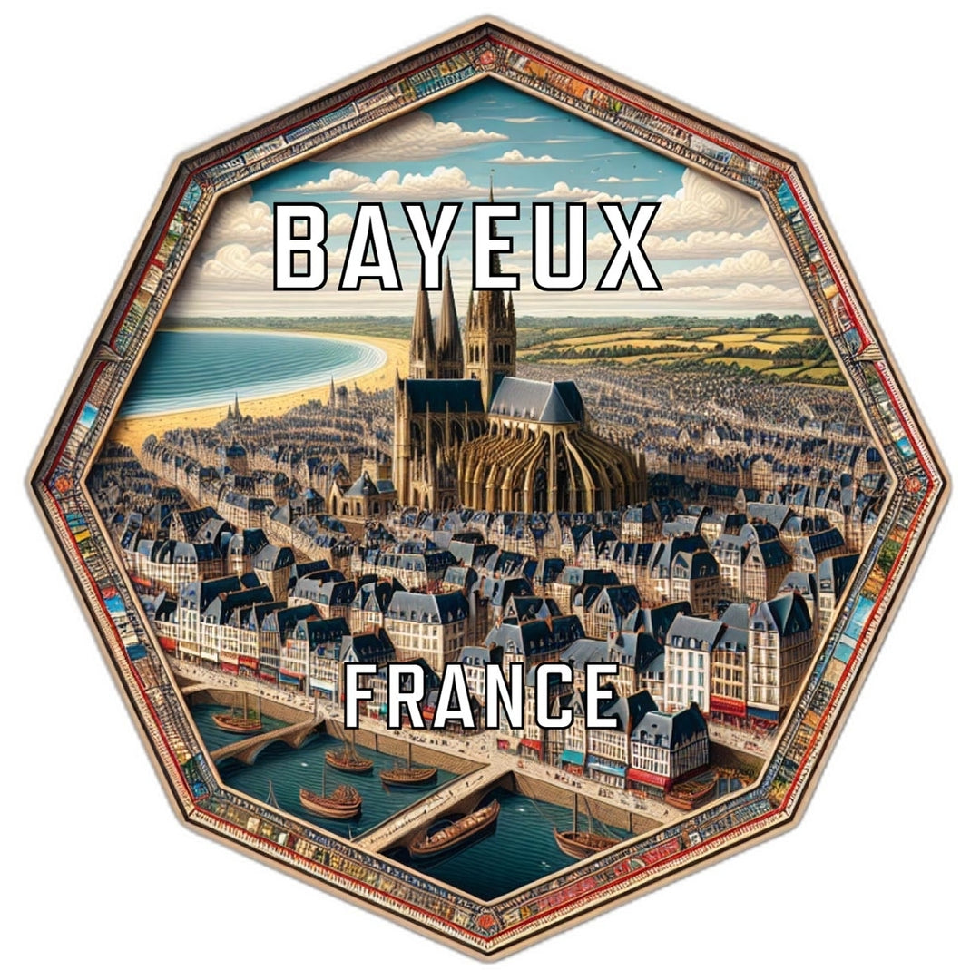 Bayeux France Souvenir Travel Destination Die Cut Hexagon Fridge Magnet Image 1