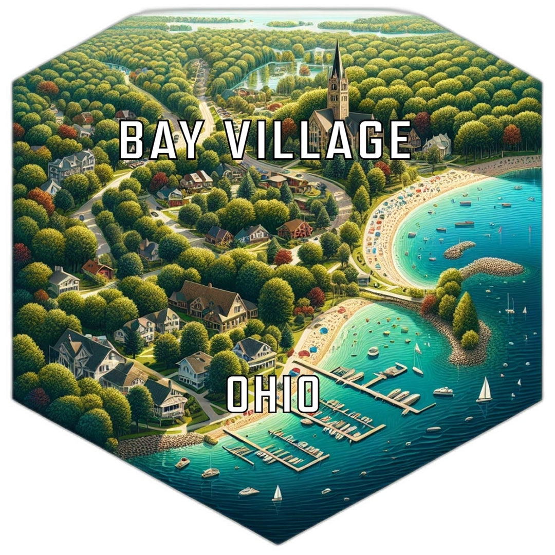 Bay Village Ohio Souvenir Travel Destination Die Cut Hexagon Fridge Magnet Image 1