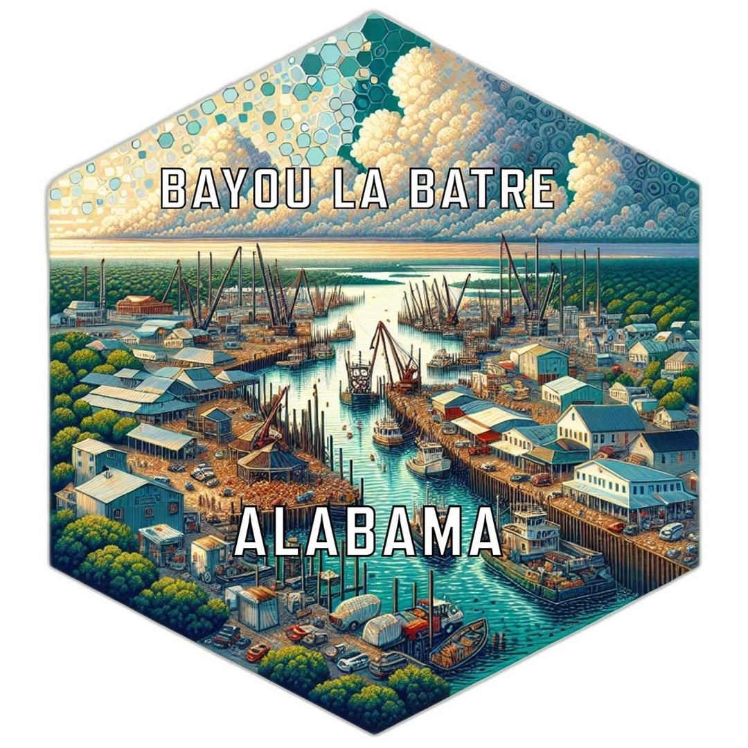 Bayou La Batre Alabama Souvenir Travel Destination Die Cut Hexagon Fridge Magnet Image 1