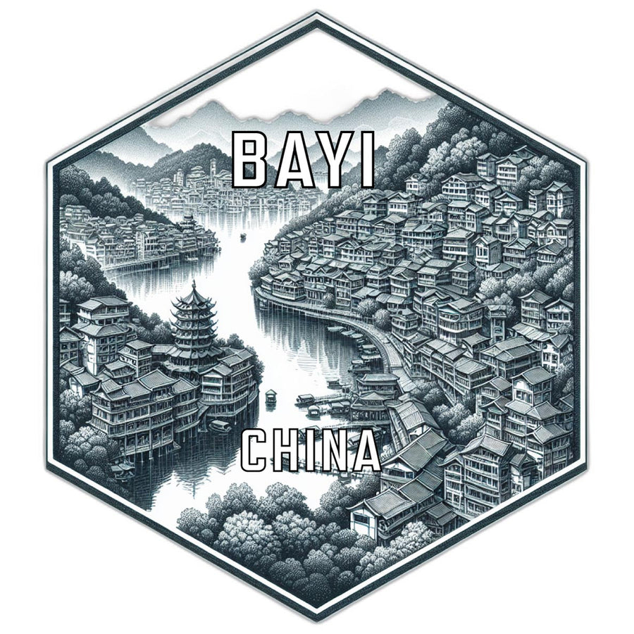 Bayi China Souvenir Travel Destination Die Cut Hexagon Fridge Magnet Image 1