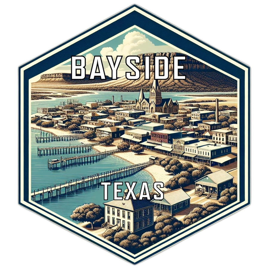 Bayside Texas Souvenir Travel Destination Die Cut Hexagon Fridge Magnet Image 1