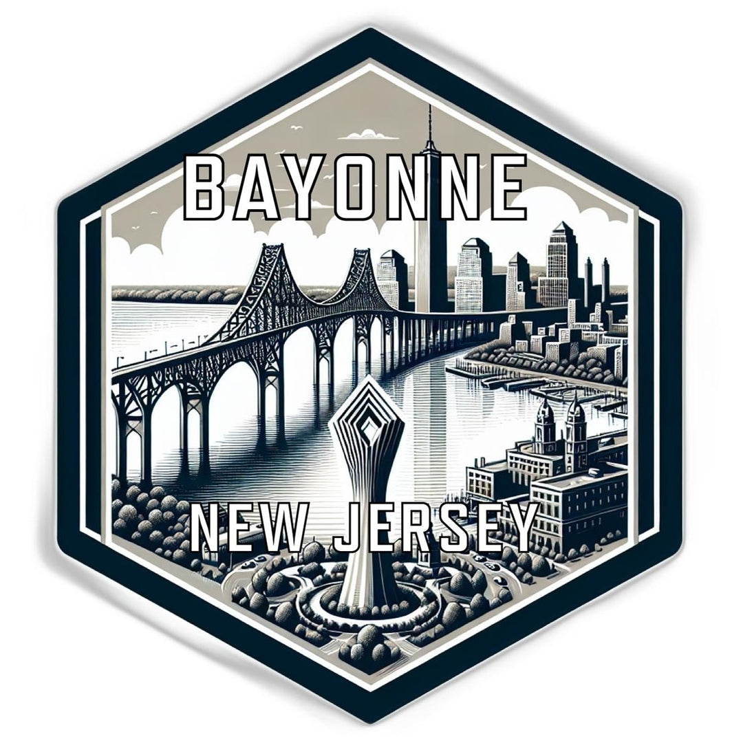 Bayonne Jersey Souvenir Travel Destination Die Cut Hexagon Fridge Magnet Image 1