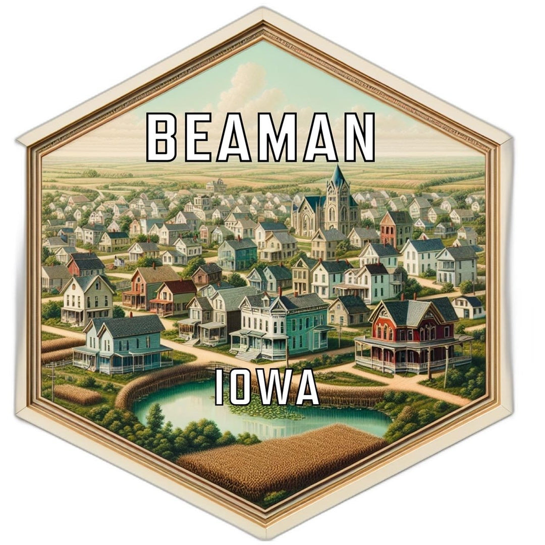 Beaman Iowa Souvenir Travel Destination Die Cut Hexagon Fridge Magnet Image 1