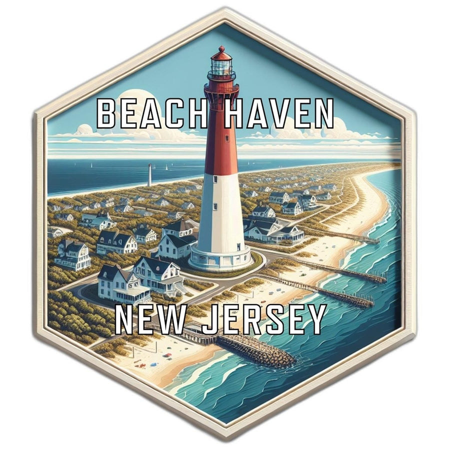 Beach Haven Jersey Souvenir Travel Destination Die Cut Hexagon Fridge Magnet Image 1