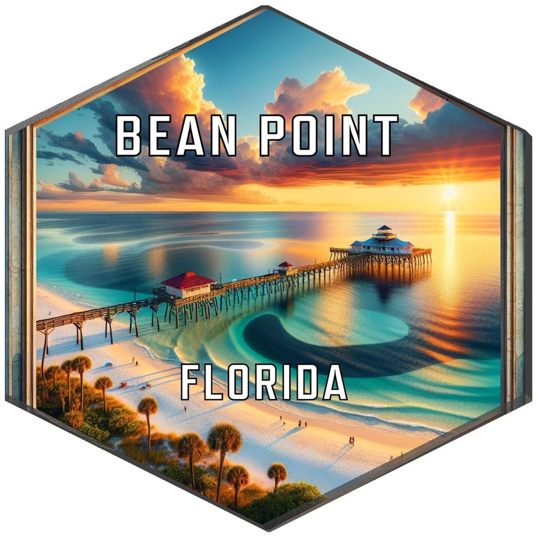 Bean Point Florida Souvenir Travel Destination Die Cut Hexagon Fridge Magnet Image 1